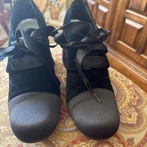 Unlisted Black Satin and Velvet Heels